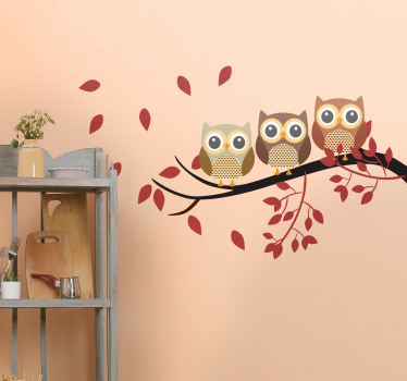 Fensteraufkleber Eulen auf dem Baum - TenStickers