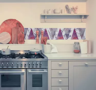 Bordüre selbstklebend Geometrische Dreiecke lila - TenStickers