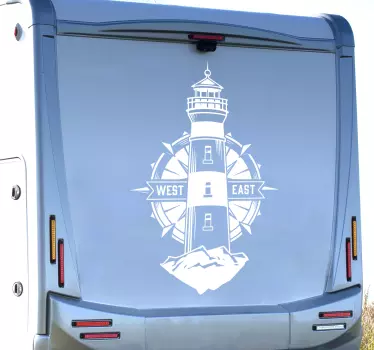 Wohnwagen Aufkleber marine Leuchtturm und Kompass - TenStickers