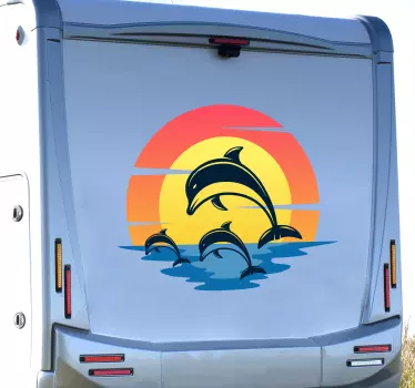 Delphine im Sonnenuntergang Wohnmobil Aufkleber - TenStickers