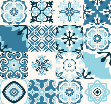 Blaues Fliesenmuster Möbelfolie - TenStickers
