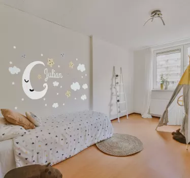 Personalisierte mond und sterne wandaufkleber - TenStickers