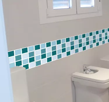 Wandtattoo Bordüre Badezimmer in Blautönen - TenStickers