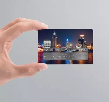 Skyline bei Nacht Kreditkarten Aufkleber - TenStickers