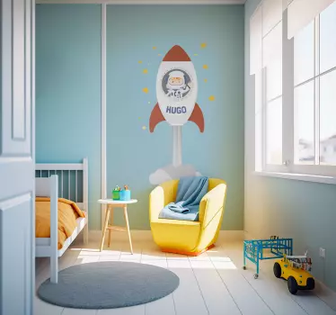 Wandtattoo Kinderzimmer Astronaut mit Namen - TenStickers
