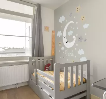 Personalisierte mond und sterne wandaufkleber - TenStickers