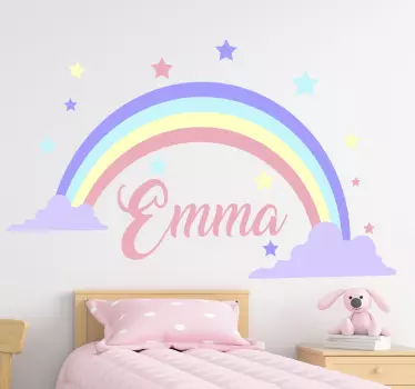Regenbogen anpassbarer name Wandtattoo Kinderzimmer - TenStickers