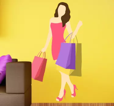 Wandtattoo elegante shoppende Frau - TenStickers