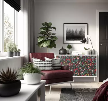 Klebefolie für Möbel Mehrfarbige blüten mit saum - TenStickers