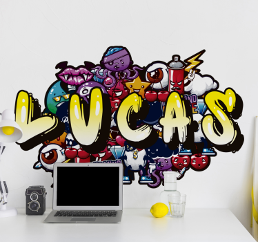 Graffiti Namens Wandtattoo bunt - TenStickers