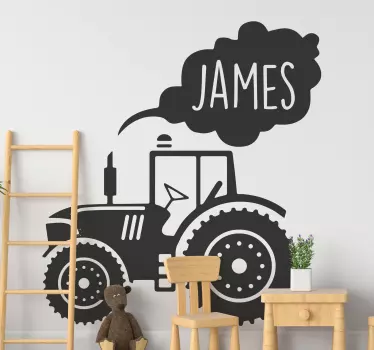 Wandtattoo Kinderzimmer Traktor mit Namen einfarbig - TenStickers
