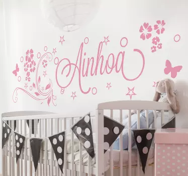 Wandtattoo Blumen Name personalisierbar - TenStickers