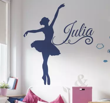 Wandtattoo Jugendzimmer Balletttänzerin mit Namen - TenStickers