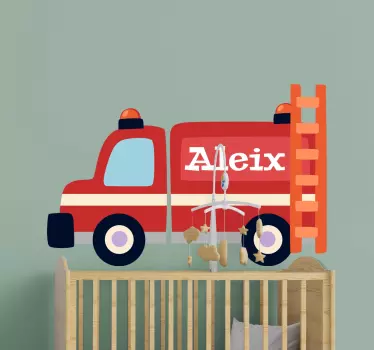 Wandtattoo Kinderzimmer buntes feuerwehrauto - TenStickers