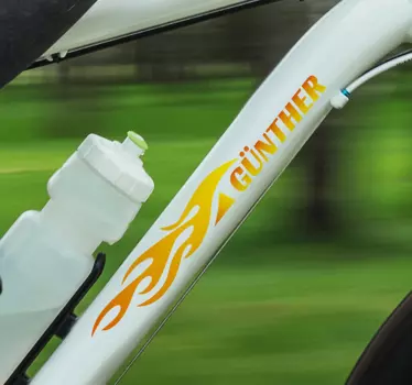 Flamme mit Namen Fahrrad Aufkleber - TenStickers