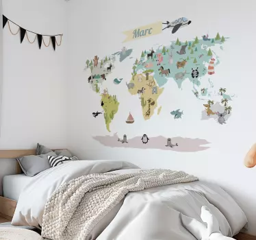 Schulaufkleber weltkarte bei nacht - TenStickers
