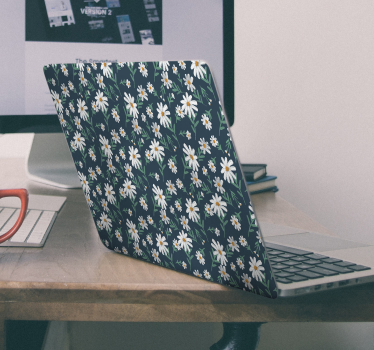 70er jahre gänseblümchen blume laptop Aufkleber - TenStickers