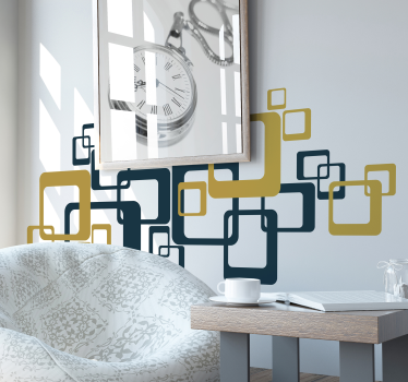 Abstrakte Retroquadrate Wandtattoo Wohnzimmer - TenStickers