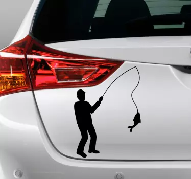Angler mit Fisch Auto Sticker - TenStickers