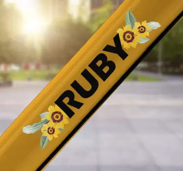Anpassbare sonnenblume Namesaufkleber Fahrrad - TenStickers