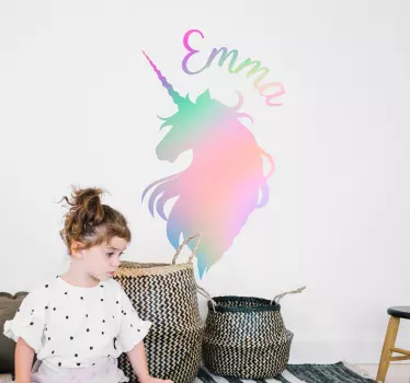 Anpassbares Einhorn Silhouette Fantasie Wandtattoo Kinderzimmer - TenStickers