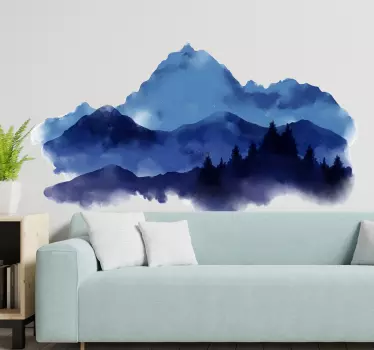 Wandtattoo Berge Aquarellblau - TenStickers