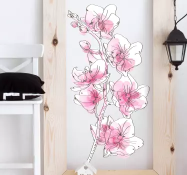 Wandtattoo Schlafzimmer, Aquarell Orchidee Blume - TenStickers