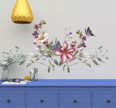 Aquarell Blumenkranz Wandtattoo Pflanzen - TenStickers