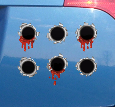 Aufkleber Auto Einschusslöcher mit blut - TenStickers