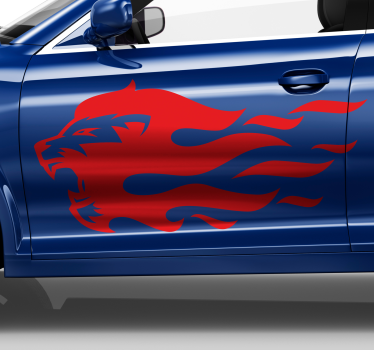 Aufkleber Auto Löwe in einer flammensilhouette - TenStickers