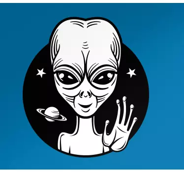 Aufkleber Auto Süße schwarz-weiße alien winken - TenStickers