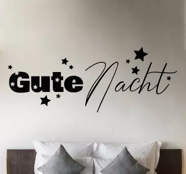Aufkleber Bett Einfarbiger gute-nacht-text mit sternen - TenStickers