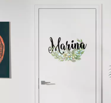Türaufkleber Jugendzimmer Blumen mit Namen - TenStickers