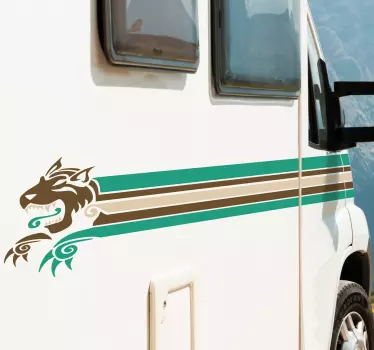 Wandtattoo Ornament Campingvan Linien Wolf - TenStickers
