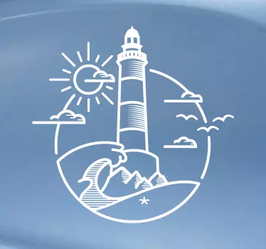 Leuchtturm Zeichnung Wohnmobil Aufkleber - TenStickers