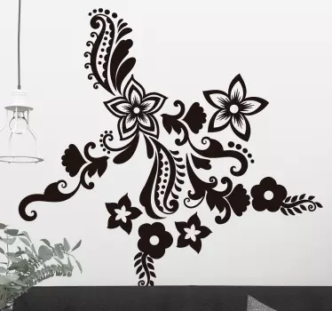 Aufkleber floral Blumen und Spiralen - TenStickers