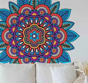 Aufkleber floral Helles buntes mandala - TenStickers