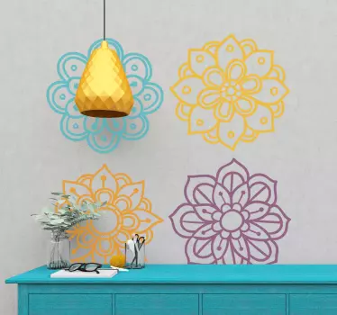 Aufkleber floral Packung mit 4 mandalas - TenStickers