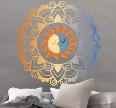 Aufkleber floral Sonne und mond mandala - TenStickers