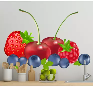 Aufkleber Früchte 3 früchte auf farbigem Hintergrund - TenStickers