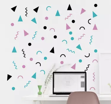 Wandtattoo Schlafzimmer geometrische Formen 80er Jahre - TenStickers