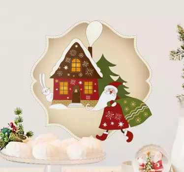 Weihnachtsaufkleber fröhliche weihnachtsmann-szene - TenStickers