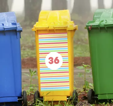 Aufkleber Mülltonne buntes nummernschild - TenStickers