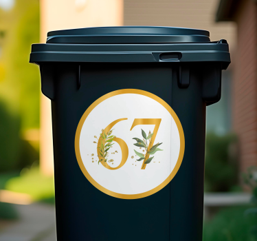 Aufkleber mülltonne mit individuellem 67 blumenemblem - TenStickers