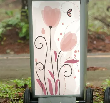 Aufkleber mülltonne mit stilvollen blumenmustern - TenStickers