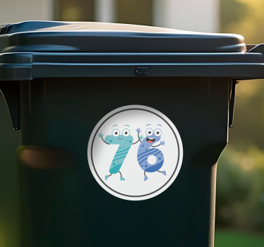 Aufkleber mülltonne mit verspielten zahlenzeichen - TenStickers