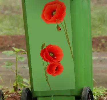Aufkleber Mülltonne Mohnblume - TenStickers