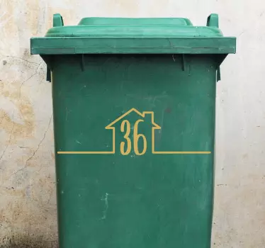 Aufkleber Mülltonne Orange anpassbare adresse mit haus - TenStickers
