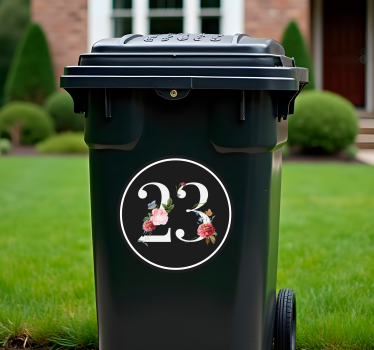 Aufkleber Mülltonne Zahlen mit tropischen blumen - TenStickers