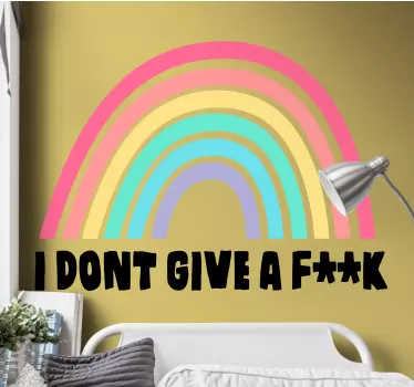 Aufkleber Text Ich gebe kein af**k mit regenbogen - TenStickers
